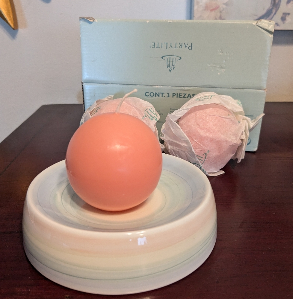 2" Ball Candles PartyLite One Full Box of 3 CORAL Pink HIBISCUS New Round Q23323